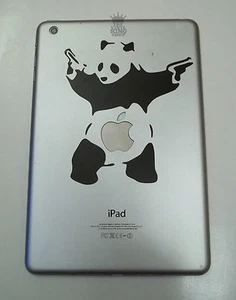 1 x Banksy Panda Decal - Vinyl Sticker for iPad Mini graffiti fighting gun panda - Picture 1 of 2