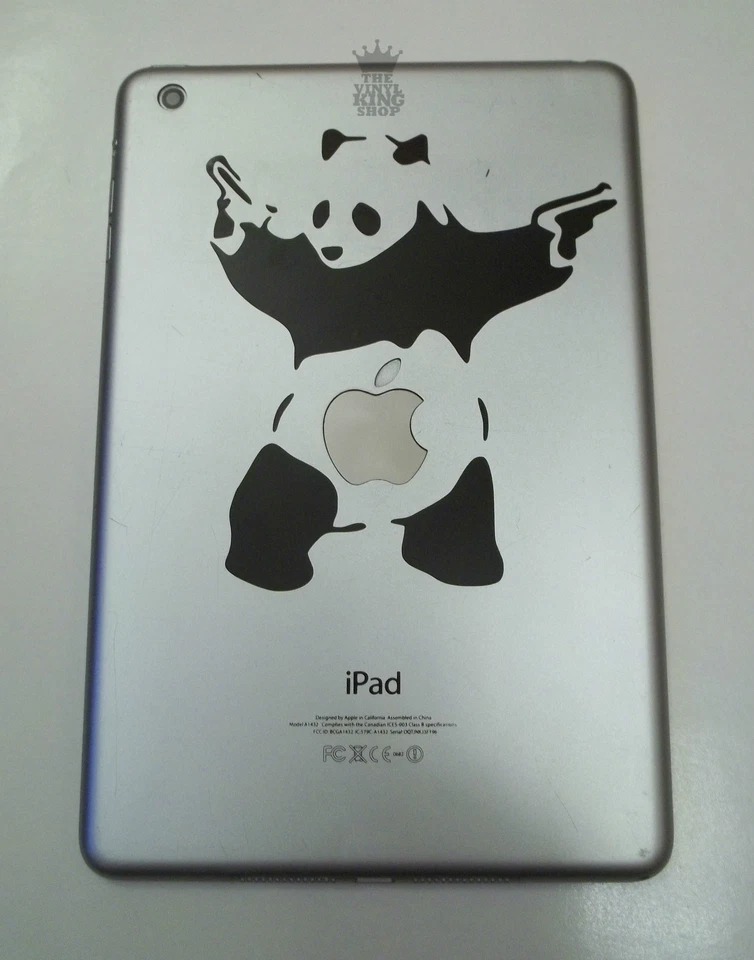 1 x Banksy Panda Decal - Vinyl Sticker for iPad Mini graffiti fighting gun panda - Image 1 of 2