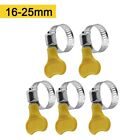 5pcs 10-38mm?Adjustable Yellow Plastic Handle Hand Wriggle Hose Clamps Pipe Clip