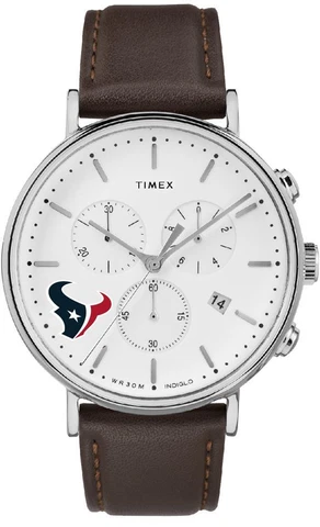 Mens Houston Texans Watch Chronograph Leather Band Watch Cover