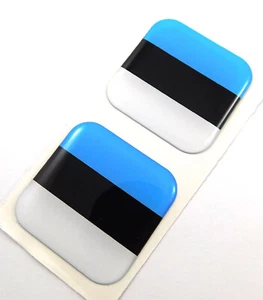 Estonia flag Square Domed Decal car bike gel stickers 1.5" 2pc - Imagen 1 de 2
