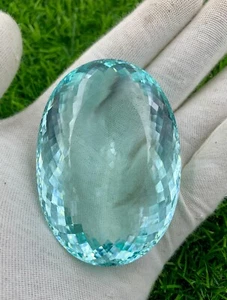 Swiss Blue Quartz 459 Carat, Oval Loose Stone, Unique Home Decor Swiss Blue Gems - Picture 1 of 7