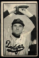 1953 BOWMAN BLACK & WHITE BASEBALL BROOKLYN DODGERS PREACHER ROE CARD #218 VG+