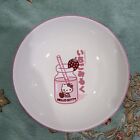 Sanrio Hello Kitty Pink White Strawberry Milk Ceramic 9 Soup Pasta Salad Bowl