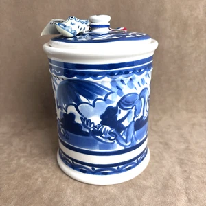 Neu mit Etikett Blond Amsterdam Delfts blau weiß Kanister Glas Deckel Clog Kaffee eingestellt - Bild 1 von 8