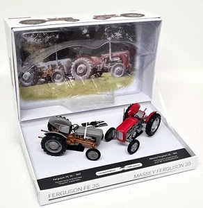 UH 1/32 Massey Ferguson FE35 & MF35 1957 Grey & Red Diecast Model Tractor Set - Picture 1 of 8