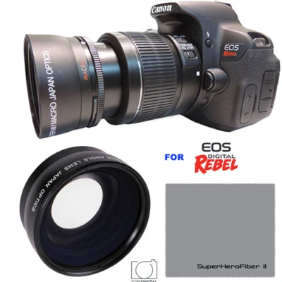VIVITAR/XIT FOR CANON EOS REBEL WIDE ANGLE MACRO LENS FOR CANON EF-S 18-55mm f/3.5-5.6 IS II LENS EOS T5 T6 T3