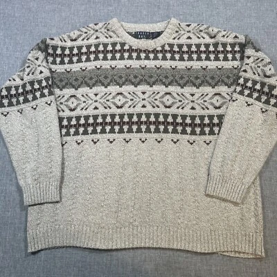 Vintage Trader Bay Sweater 2XL Chunky Knit Geometric Pattern Cottagecore Beige - Image 1 of 4