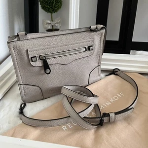 REBECCA MINKOFF Regan Leather Zip Crossbody Bag Perla Grey - Picture 1 of 13