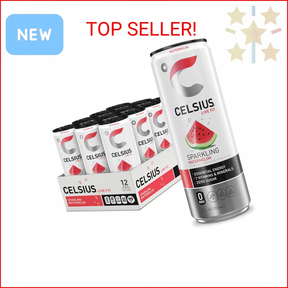 Melancia Espumante CELSIUS, Bebida Energética Essencial Funcional 12 Fl Oz (Pacote o - Imagem 1 de 2