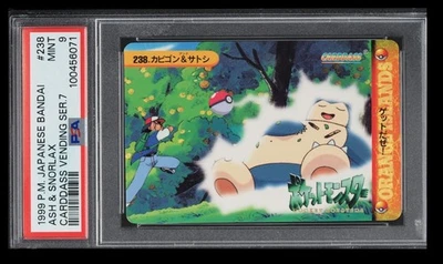 1999 Pokemon Bandai Carddass Vending Series 7 Ash & Snorlax PSA 9 Japanese #238 - Image 1 of 2