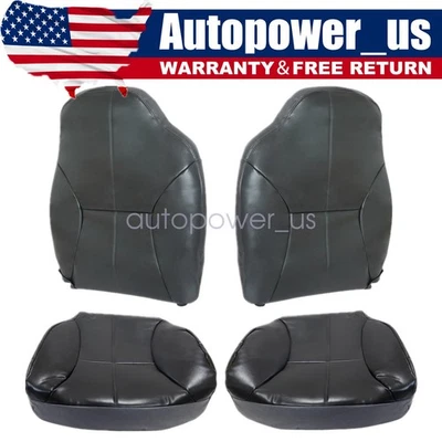 Front Bottom & Back Leather Seat Cover Dark Gray For 98-02 Dodge Ram 1500 2500 Foto 1 de 4