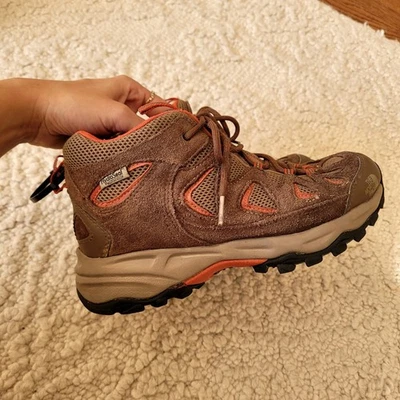 North Face Hiking Boots Boys Sz 4 Brown & Orange - Image 1 of 4