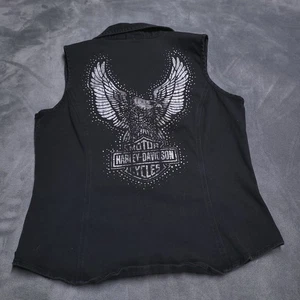 Harley Davidson Damen Weste Reißverschluss vorne Adler hinten Strass Gr. L HD - Bild 1 von 6