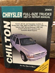 Chrysler Dodge Ram Truck 1997-2001 Chilton Repair Manual 20404 Wiring Diagrams - Foto 1 di 3