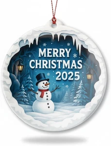 Snowman Ornaments for Christmas Tree, Christmas Ornaments 2025, 2D Flat - Picture 1 of 12