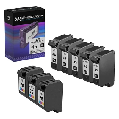 8 pack 45 78 51645A Black & Color Printer Ink Cartridge for HP Deskjet 930 930c - Image 1 of 4