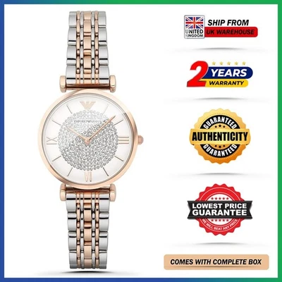 New EMPORIO ARMANI AR1926 Rose Gold  Silver Ladies Womens Watch Ready Stock - Image 1 of 4