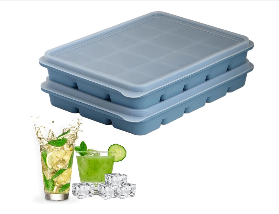 2 Stück Eiwürfelformen mit Deckel Silikon Eiswürfelbehälter BPA-Frei 30 Fach - Bild 1 von 4