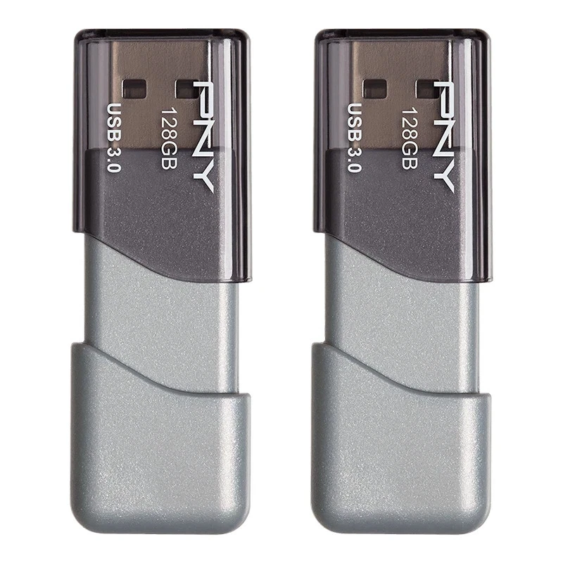 (2) PNY 128GB Flash Drives, Turbo Attache 3 USB 3.0, Gray (Pack Of 2) - Image 1 of 1