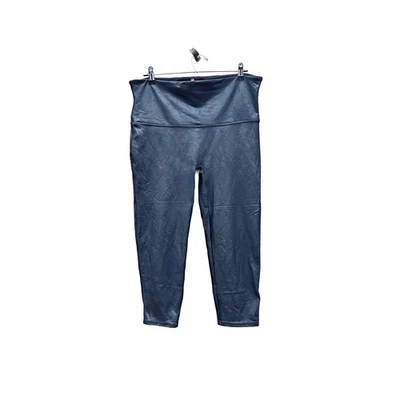 Леггинсы Spanx укороченные высокая талия искусственная кожа черные спортивные штаны большой размер 2X - Изображение 1 из 4