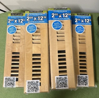 "Rejillas decorativas registro de piso madera maciza de arce ventilación de aire natural con persianas 2"" X 12""" Foto 1 de 4