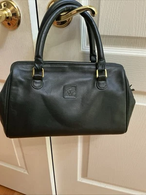 Vintage ANNE KLEIN for CALDERON Black Leather Soft HAND BAG Purse luxury  - Image 1 of 4