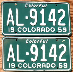 1959 Colorado Nummernschild Nummernschild PAAR Kennzeichen - Bild 1 von 1