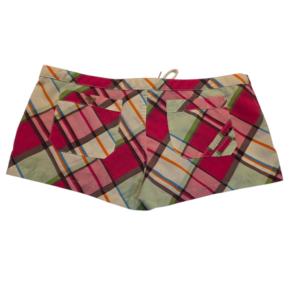 Pantalones cortos de natación ROXY Quiksilver Board para mujer talla 13 rosa verde playa a cuadros Foto 1 de 4
