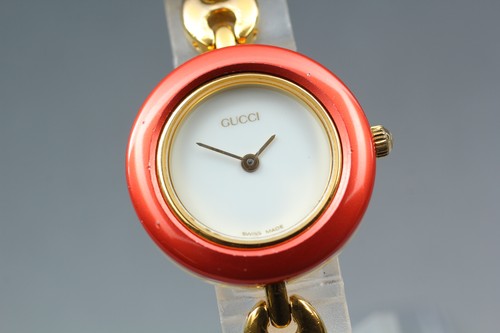 [Ecc+5] Orologio Donna Gucci 11 12.2 Cambio Lunetta Quadrante Bianco Quarzo Orenge GIAPPONE