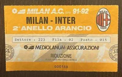 Biglietto Calcio MILAN-INTER  1991-92 - Immagine 1 di 2