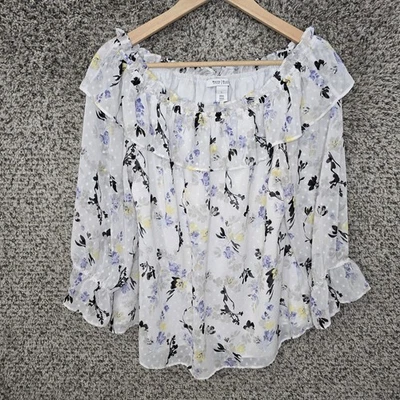 White House Black Market Top Womens Large White Off The Shoulder Blouse Ladies - Image 1 of 4