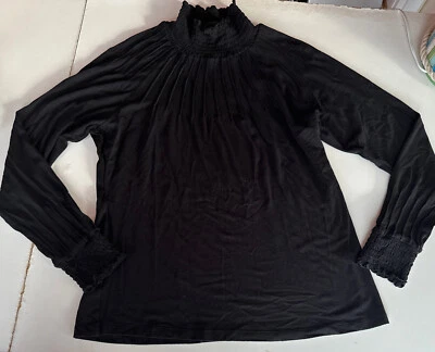 Tribal Women's Long Sleeve Top Mock Turtleneck Elegant Ruched Cuff  & Neck Sz L - Image 1 of 4