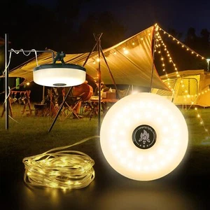 Cadena de luces LED de 33 pies para camping al aire libre impermeables portátiles almacenables - Imagen 1 de 7