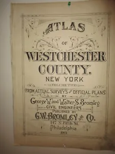 1911 ATLAS COVER PAGE of WESTCHESTER COUNTY NEW YORK FROM ATLAS SURVEYS 22"x 17" - Picture 1 of 2