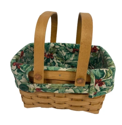 Longaberger Basket Small Gathering 2013 With Holly Liner Plastic Insert Holiday - Image 1 of 4