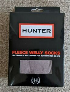 NEW Hunter 1856 Fleece Wellington/Welly Boots Long Socks Charcoal Size UK 6-8 L
