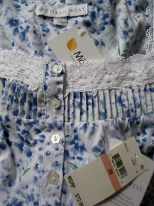 EILEEN WEST NIGHTGOWN SHORT S LEEVES BLUE FLORAL COTTON BLEND JERSEY KNIT 2X NEW - Picture 1 of 13