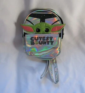 Disney Star Wars Mandalorian Baby Yoda Metallic Silver Mini Purse Backpack - Picture 1 of 7