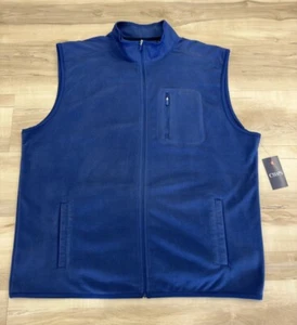 Chaps Micro Fleece Full Zip Sweater Vest Mens 2XL Bali Blue NEW - Picture 1 of 8