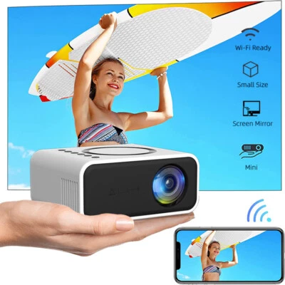 4K Projector 7500 Lumens 1080P 3D LED Mini WiFi Video Home Theater Cinema - Image 1 of 4