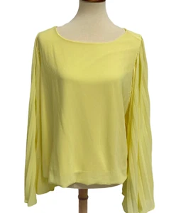 Colleen Lopez women's blouse long bell Sleeve yellow size L - Picture 1 of 10
