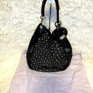 JIMMY CHOO Sky Stars Studded Hobo Shoulder Bag 2Way Dark Navy Used From Japan - Picture 1 of 13