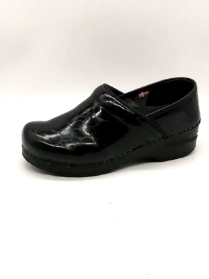 Sanita Mocasines Mujer Negro EUR 38 Original Danés Zueco Zapatos Cuero Cocodrilo Foto 1 de 4