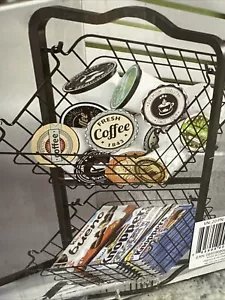 Oceanstar 2 Tier Metal Wire Storage Basket Stand Black For Fruit Toys Coffee Etc - Picture 1 of 11