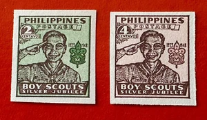 1948 Philippines Sc 528 529~ BOY SCOUTS 25th Anniversary Imperforate Set MNH - Picture 1 of 1