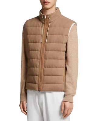 ZEGNA Oasi Cashmere Elements Channel Quilted Down Vest 50 IT / 40 US NEW $4,450+ - Image 1 of 4