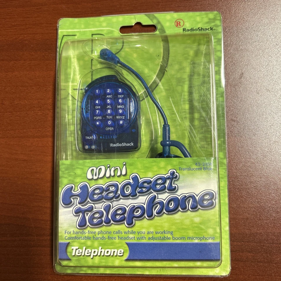 Vintage RadioShack Mini Headset Telephone - Translucent Blue - NOS - Image 1 of 4