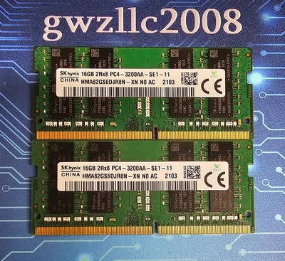 32GB (2x16GB) PC4-25600 DDR4-3200MHz 2Rx8 Non-ECC Hynix HMA82GS6DJR8N-XN #A55 - Image 1 of 2