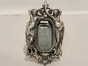 Antiker Jugendstil Mini Rahmen Nymphen Halbakt Frau Sterlingsilber - Bild 1 von 8